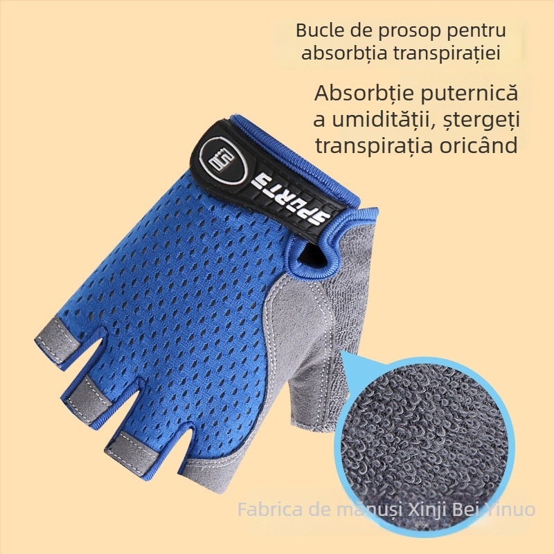 Mănuși de sport cu degete pe jumătate – unisex, antiderapante, respirabile, rezistente la uzură, pentru ciclism și patinaj pe role
