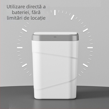 Coș inteligent cu senzor, deschidere inductivă, 9–12 L, pătrat din plastic, pentru bucătărie, sufragerie, birou