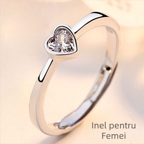 Cuplu de verighete inimă, unisex, stil minimalist, pentru Ziua Îndrăgostiților