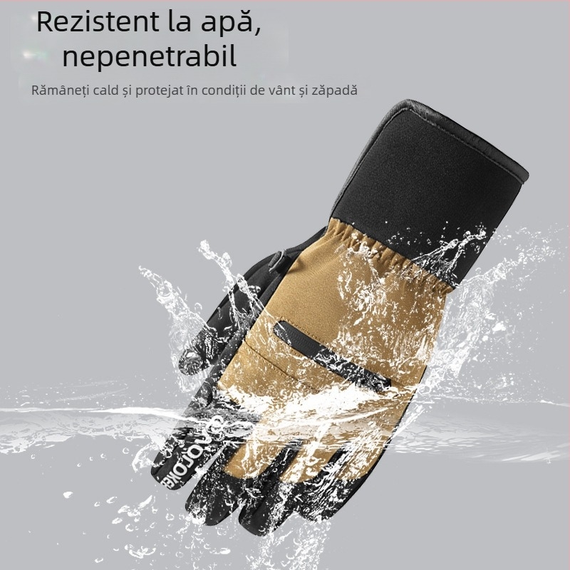 Mănuși de schi unisex, compatibile cu ecran tactil, 500D Taslan, pentru sporturi de iarnă