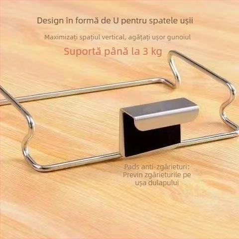 Suport din oțel inoxidabil pentru pungile de gunoi, organizator de bucătărie cu cârlig, montat pe ușa dulapului