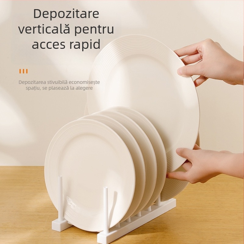 Raft de depozitare pentru farfurii și vase, organizator de bucătărie din plastic, stil modern minimalist