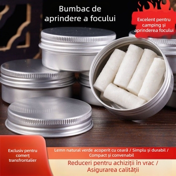 Bețe din bumbac cu înveliș de ceară pentru aprindere rapidă, pachet individual, kit de supraviețuire pentru camping în aer liber și drumeții montane
