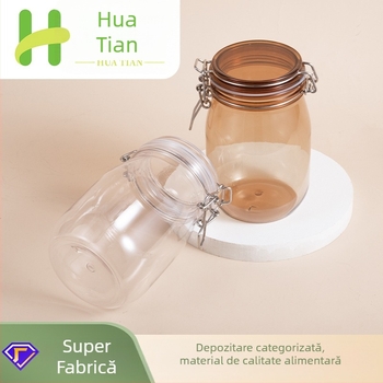 Sticluță ovală de 1000 ml pentru mască facială din medicina tradițională chineză, borcan din plastic transparent cu capac cu clips