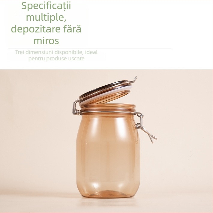 Sticluță ovală de 1000 ml pentru mască facială din medicina tradițională chineză, borcan din plastic transparent cu capac cu clips