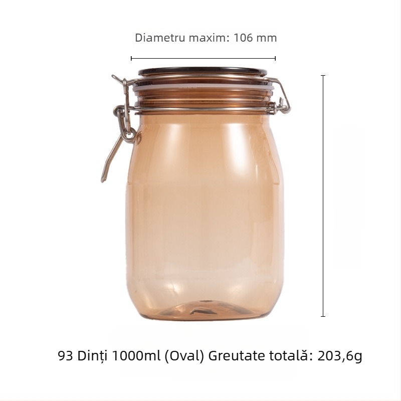 Sticluță ovală de 1000 ml pentru mască facială din medicina tradițională chineză, borcan din plastic transparent cu capac cu clips
