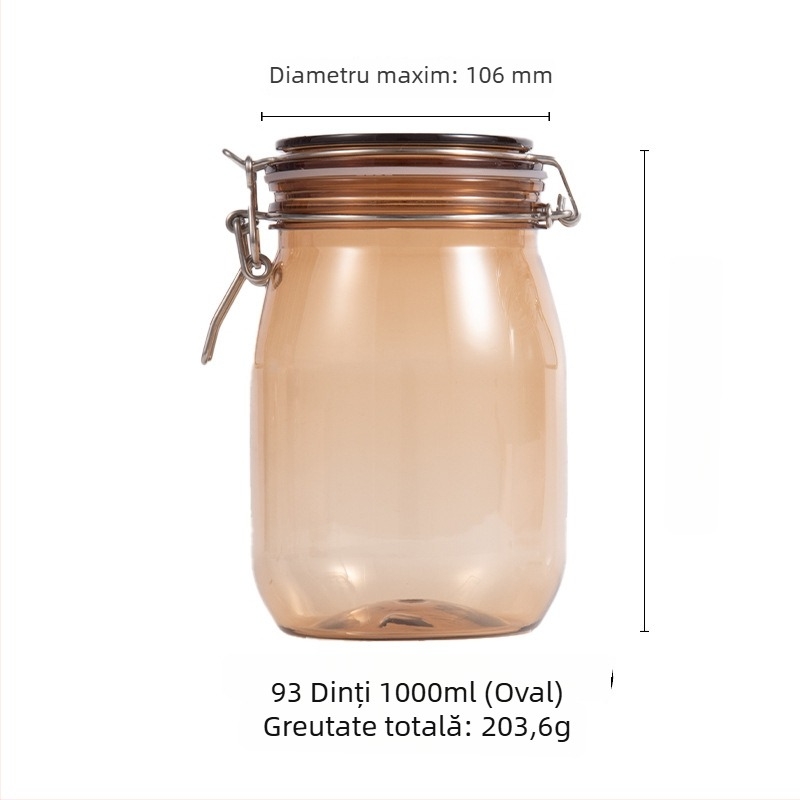 Sticluță ovală de 1000 ml pentru mască facială din medicina tradițională chineză, borcan din plastic transparent cu capac cu clips
