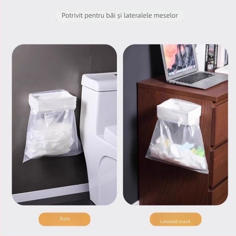Organizator de sacoși de gunoi montat pe perete, pliabil, fara găuri, pentru uși de bucătărie și baie