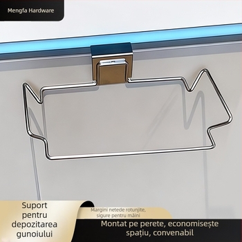 Raft pentru gunoi din oțel inoxidabil, montat pe perete, pentru ușa dulapului de bucătărie, organizare compactă a sacoșelor de gunoi