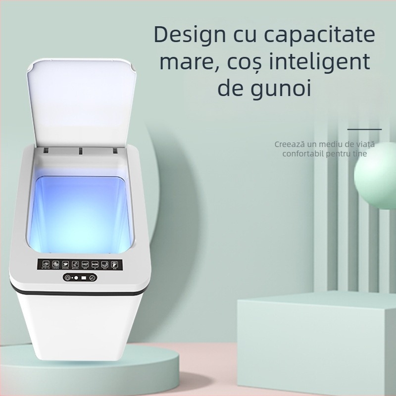 Coș de gunoi de bucătărie cu senzor, pătrat, 35 L, capac