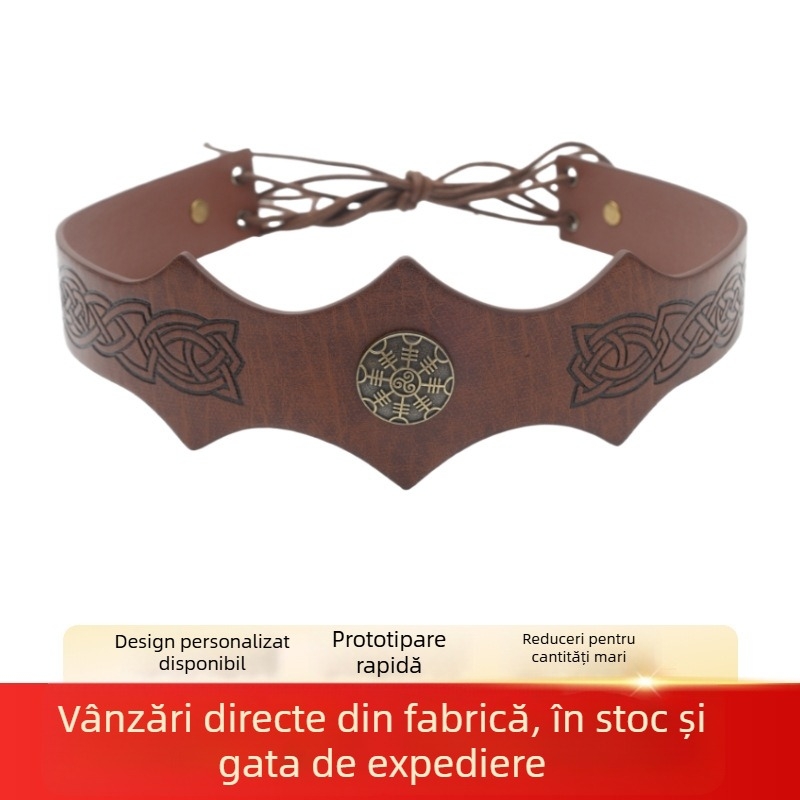 Bandă pentru cap medievală cu model în valuri, inspirată de Viking nordic, recuzită cosplay vintage