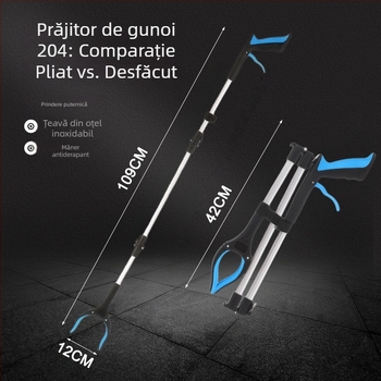 Prindător pentru gunoi din aliaj de aluminiu, cu tijă extensibilă, pentru ridicare ușoară