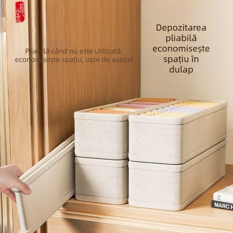 Cutie de depozitare pentru lenjerie și șosete, organizator pentru garderobă, din stofă Oxford, trei în unu