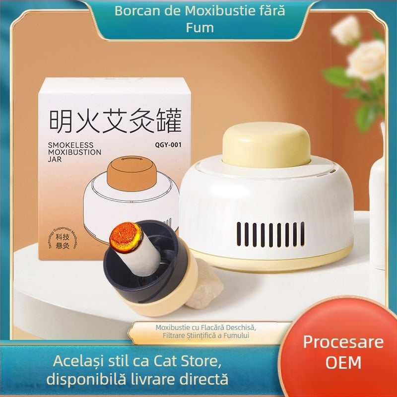 Cutie portabilă pentru moxibustie cu flacără deschisă, recipient multifuncțional cu mugwort pentru compresie caldă și tratament abdominal