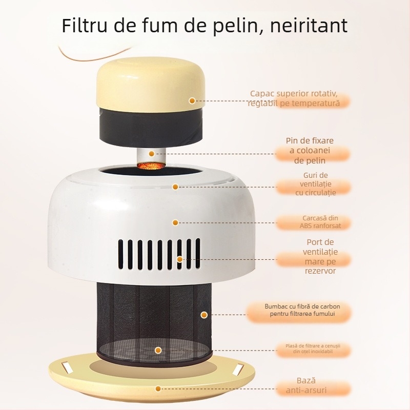 Cutie portabilă pentru moxibustie cu flacără deschisă, recipient multifuncțional cu mugwort pentru compresie caldă și tratament abdominal