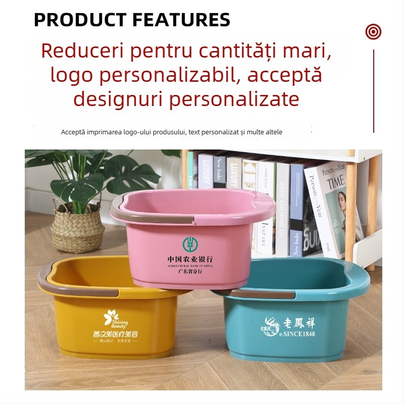 Cadă pentru picioare din plastic, cu patru roți și rolă, portabilă