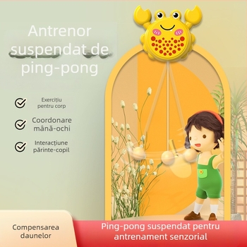 Antrenor suspendat de tenis de masă în formă de crab pentru copii — antrenament interior pentru coordonare mână-ochi și dezvoltare senzorială