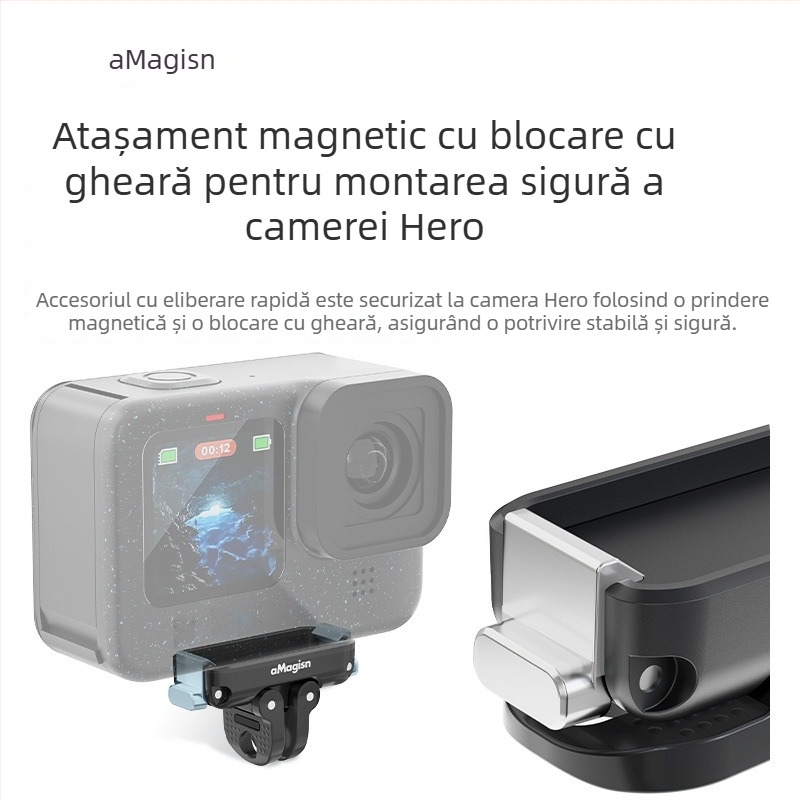 Set magnetic pentru eliberare rapidă pentru GoPro Hero12/11/10/9/8/11 Mini/MAX — aliaj de aluminiu