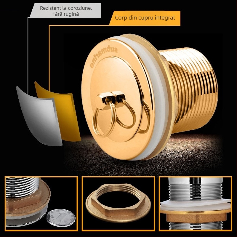Set de țevi de scurgere pentru chiuveta de balcon pentru spălat haine, bazin din marmură, drenaj din alamă integrală și accesorii anti-miros