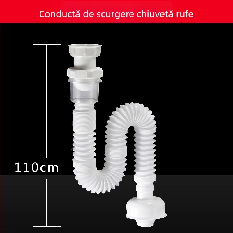 Set de țevi de scurgere pentru chiuveta de balcon pentru spălat haine, bazin din marmură, drenaj din alamă integrală și accesorii anti-miros