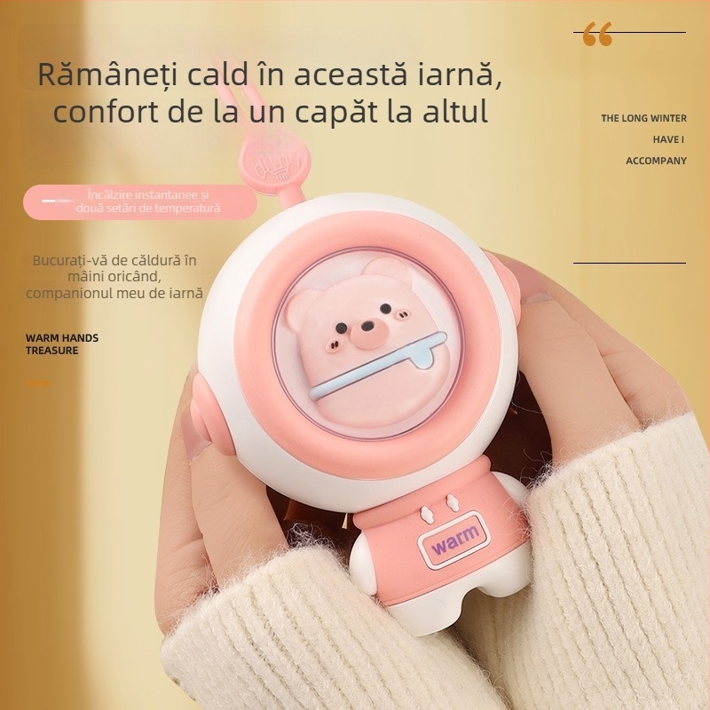 Încălzitor de mâini cu temă astronaut, încărcare USB, drăguț animal de companie, cadou de iarnă pentru studenți, încălzitor cu lumină ambientală