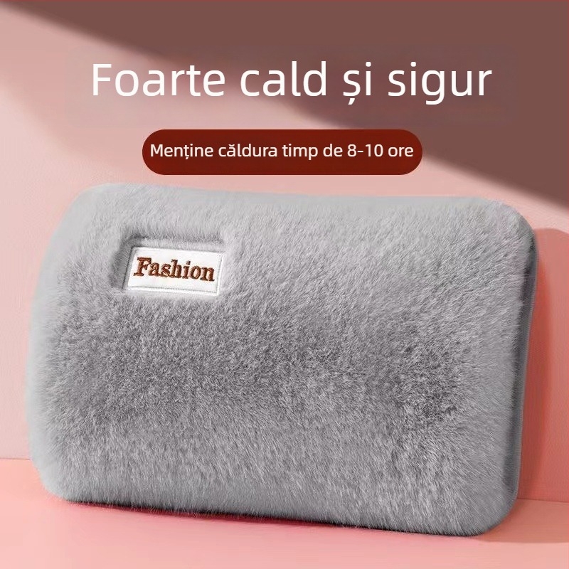 Recipient electric pentru apă fierbinte, reîncărcabil, încălzitor pentru mâini și abdomen, din flanelă, model 06