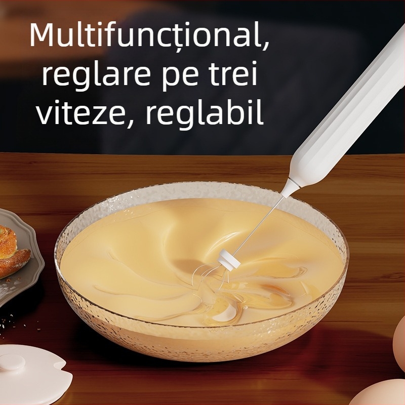 Bătător electric de mână pentru ouă și spumă de lapte — mixer portabil de bucătărie pentru coacere, bătut albușuri și cafea