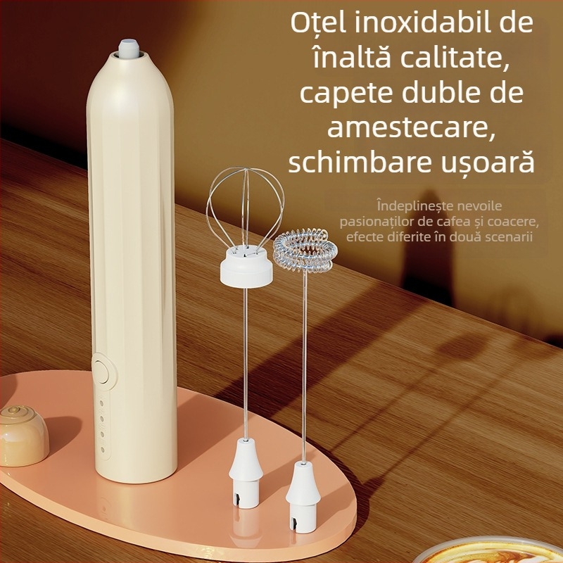 Bătător electric de mână pentru ouă și spumă de lapte — mixer portabil de bucătărie pentru coacere, bătut albușuri și cafea
