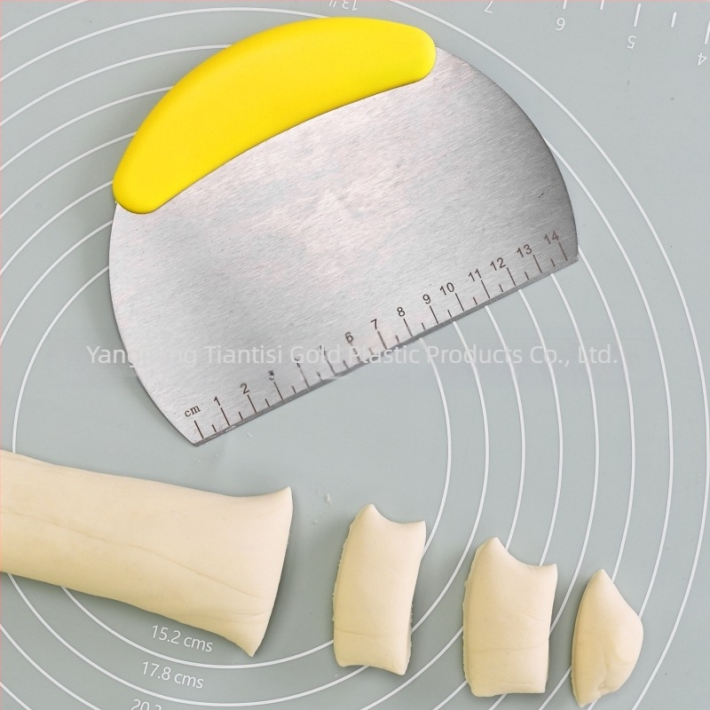 Cuțit din oțel inoxidabil pentru tăiței și răzuitor cu scară de măsurare – unealtă de patiserie pentru făină, aluat și coacere