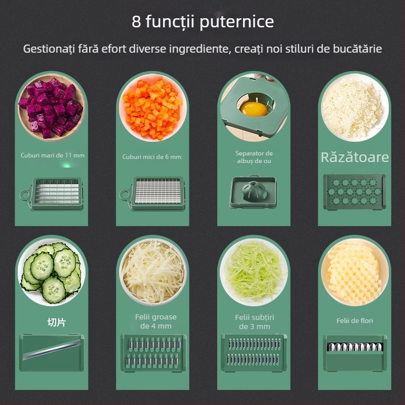Tăietor universal de legume: feliator de cartofi, răzuitor și tăietor cubulețe pentru ceapă, bucătărie