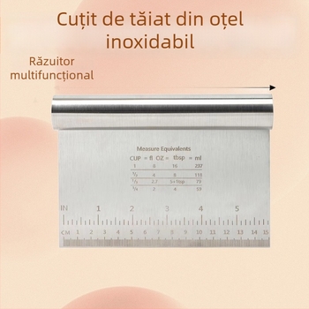 Cuțit din oțel inoxidabil pentru aluat și racletă pentru tăierea tăițeilor de orez, unealtă de cofetărie cu scară de măsurare a făinii