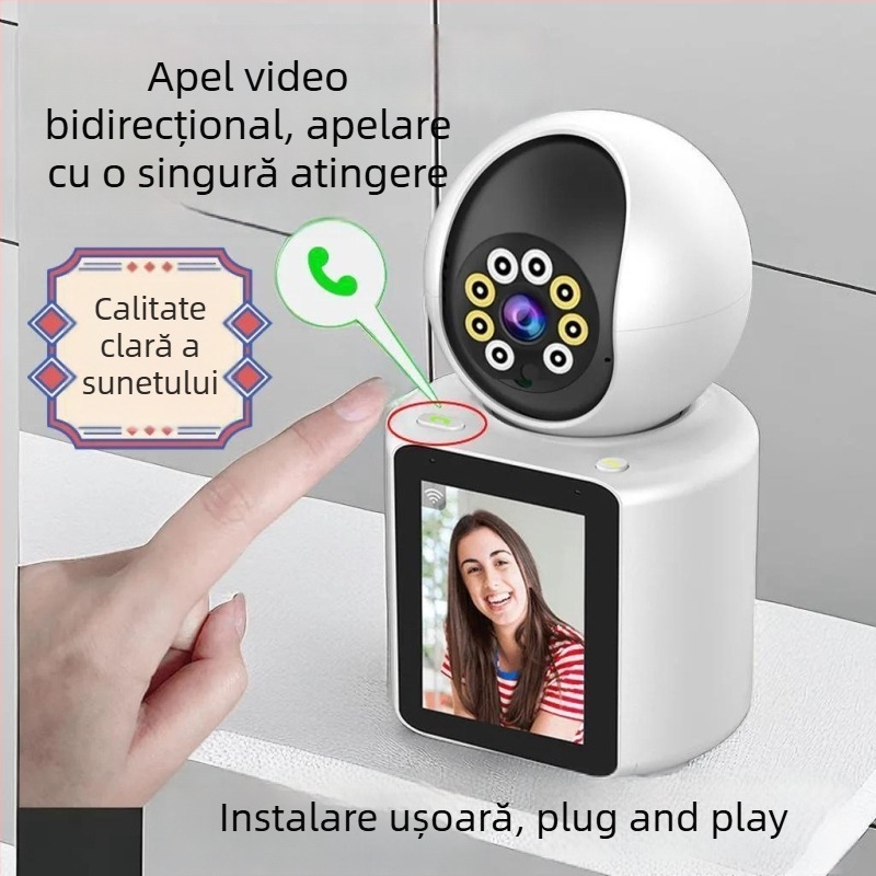 Cameră video inteligentă bidirecțională pentru monitorizarea în casă a copiilor și a persoanelor în vârstă, cu conectivitate Wi‑Fi
