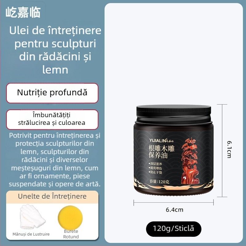 Ulei de întreținere pentru rădăcini sculptate și lemn; îngrijire mahagon; lustruire și ceară pentru opere din lemn; ulei de lustru pentru jad.