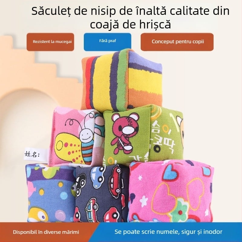 Joc de aruncat saci cu nisip din pânză groasă, jucărie handmade pentru copii de grădiniță și gimnaziu