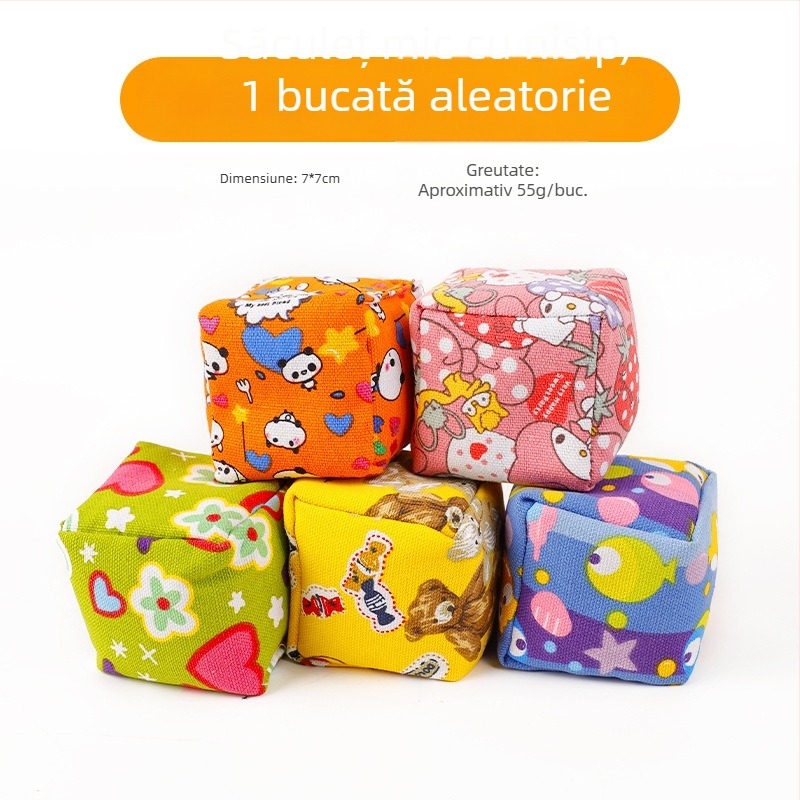 Joc cu saci de nisip pentru aruncat – personaje desene animate, design nostalgic pentru grădiniță și învățământ primar