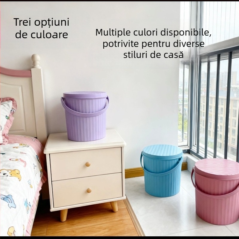 Găleată de plastic cu pereți groși și capac pentru depozitare, coș portabil pentru duș și pescuit, poate fi folosită ca scaun