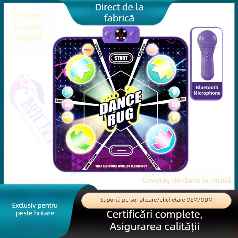 Covor de dans și fitness cu muzică pentru copii, Bluetooth, joc interactiv părinte-copil, senzor inteligent de antrenament