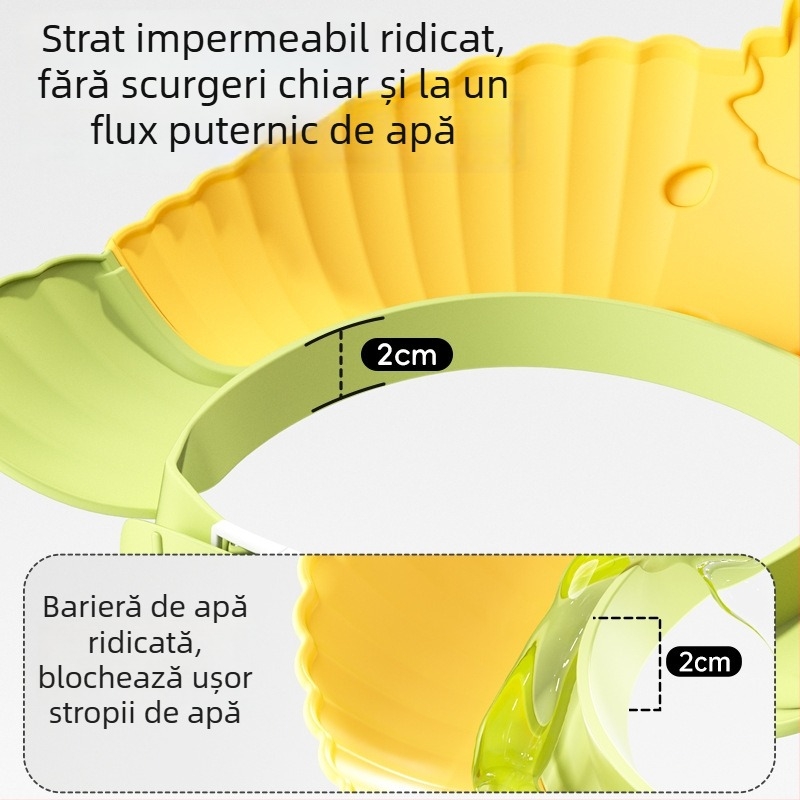 Șapcă de baie pentru bebeluși, impermeabilă, protecție pentru urechi, reglabilă
