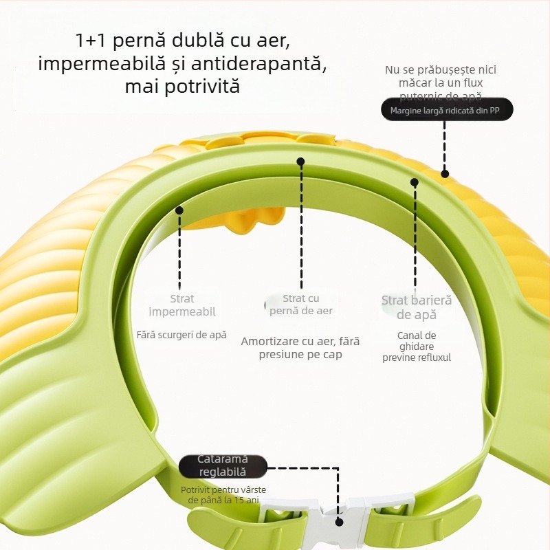 Șapcă de baie pentru bebeluși, impermeabilă, protecție pentru urechi, reglabilă