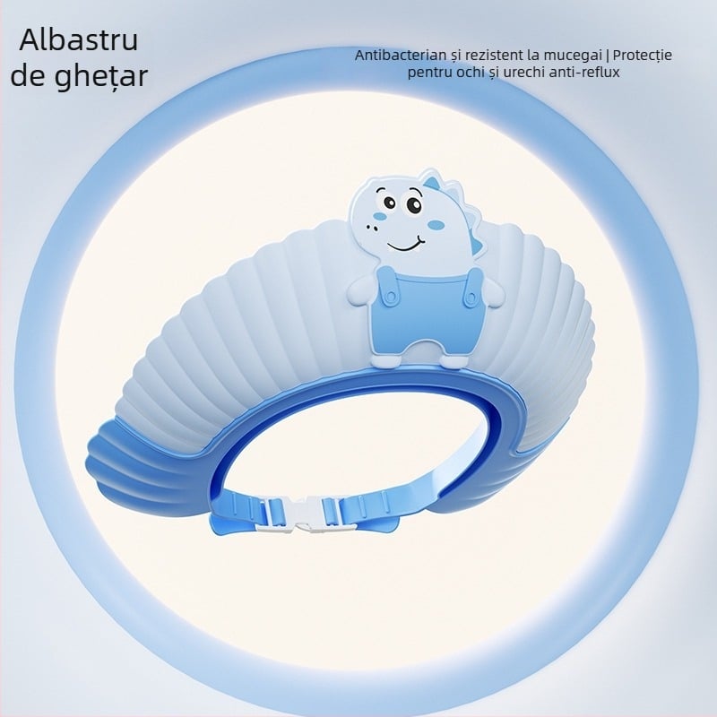 Șapcă de baie pentru bebeluși, impermeabilă, protecție pentru urechi, reglabilă