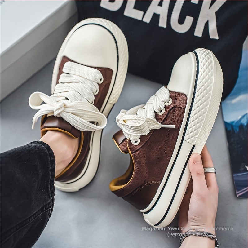 Pantofi sport din canvas pentru vară, sneakers casual unice, cu vârf lat și talpă groasă