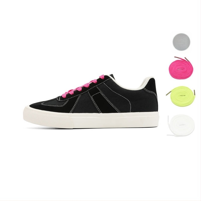 Adidași din pânză pentru bărbați, negri, stil casual de bază, șireturi, talpă plată, toamnă 2025