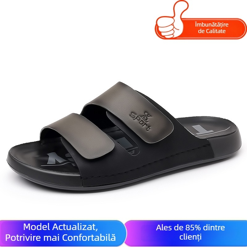 Sandale bărbați vară 2025, cu degetul deschis, Velcro, talpă moale, piele microfibră, respirabile