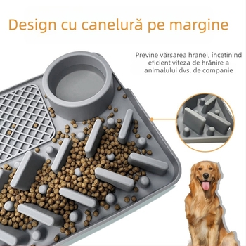 Covoraș din silicon pentru pisici — lins, hranire lentă, ventuză anti-răsturnare