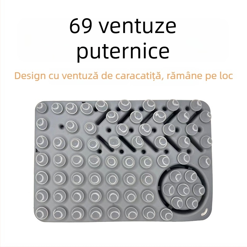 Covoraș din silicon pentru pisici — lins, hranire lentă, ventuză anti-răsturnare