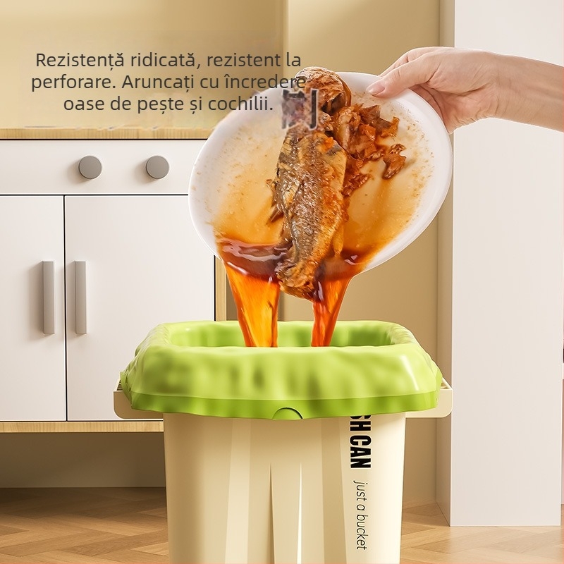Pungi de gunoi cu șiret și închidere automată, mari, groase, ambalaj economic, pentru bucătărie, cămin și uz casnic, cu mânere