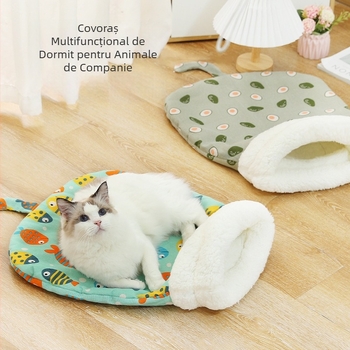 Cuib pentru pisici, cald iarna, complet închis, cu tunel și sac de dormit
