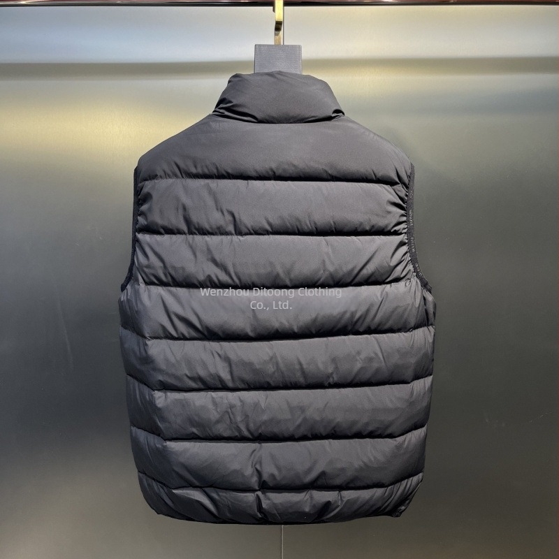 Vestă din puf de rață alb, în trei culori, guler în stand, croială slim, scurt, unisex, 2025, M-brand