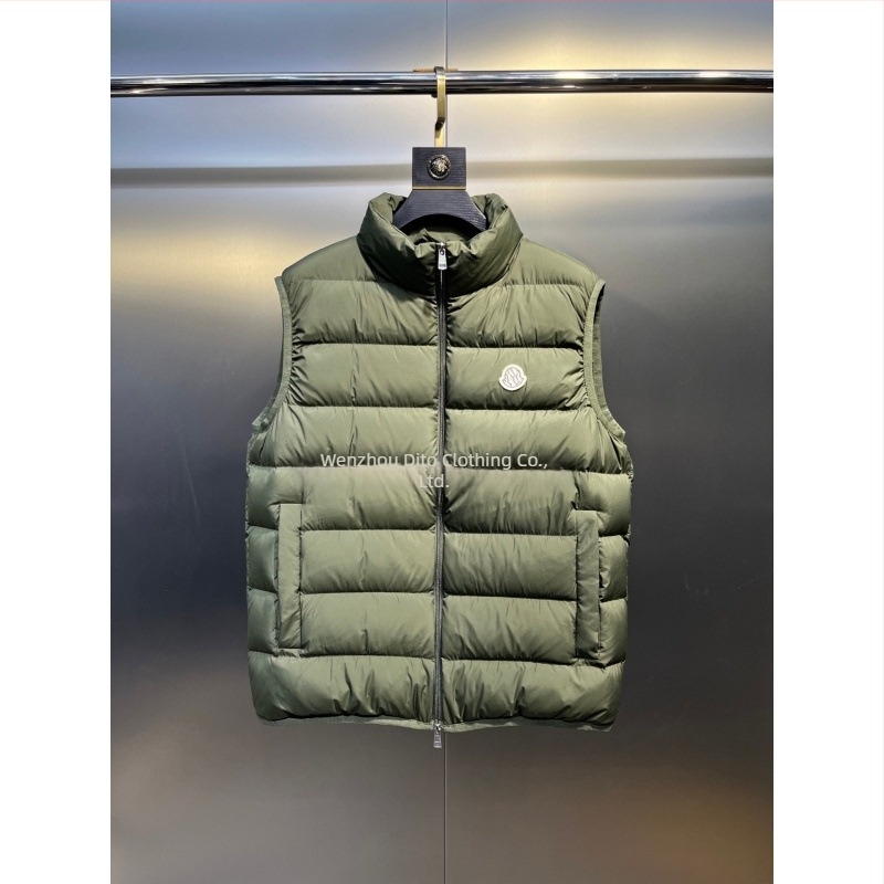 Vestă din puf de rață alb, în trei culori, guler în stand, croială slim, scurt, unisex, 2025, M-brand