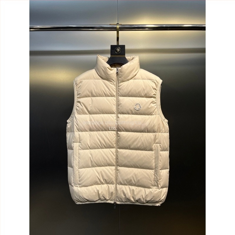 Vestă din puf de rață alb, în trei culori, guler în stand, croială slim, scurt, unisex, 2025, M-brand